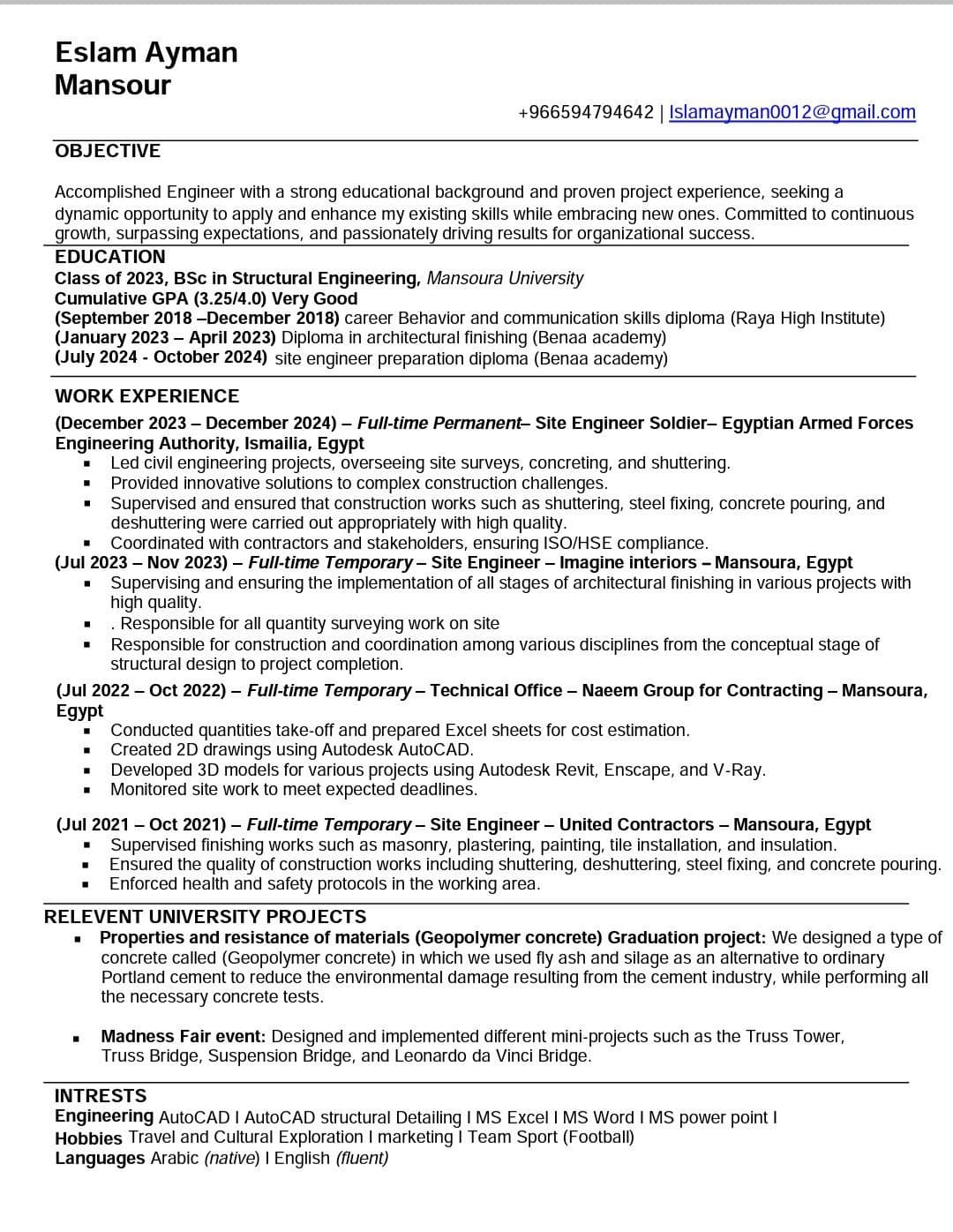 Civil site engineer looking for a job 0