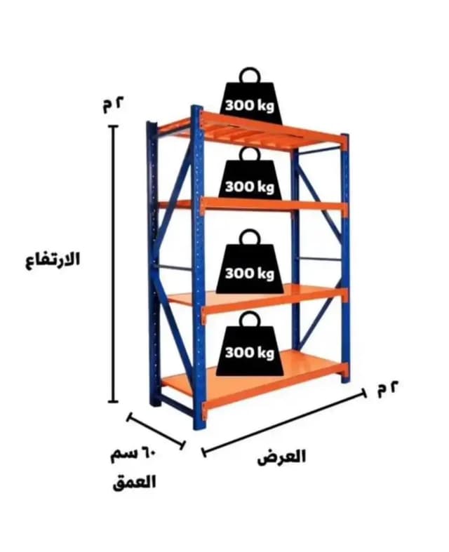 رفوف تخزين 2م 2م عمق 60سم سعر جملة الجملة