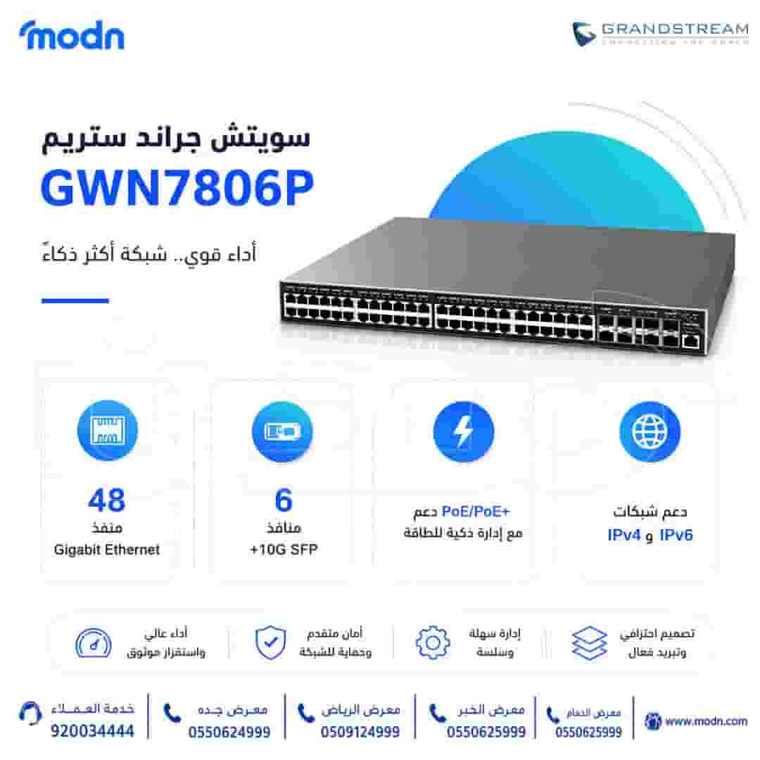 سويتش جراند ستريم GWN7806P أداء شبكي بمستوى احترافي سويتش جراند ستريم GWN7806P أداء شبكي بمستوى احترافي