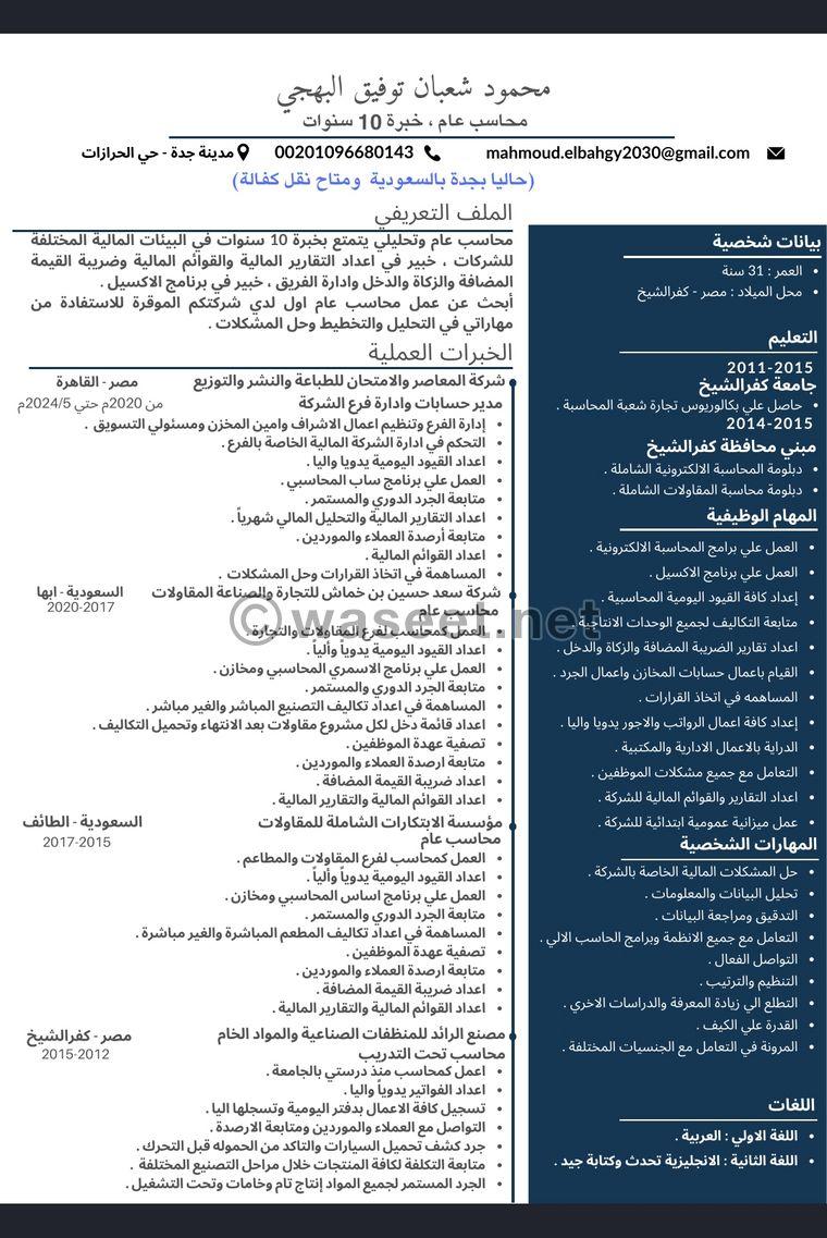محاسب مصري ابحث عن وظيفة محاسب عام 0